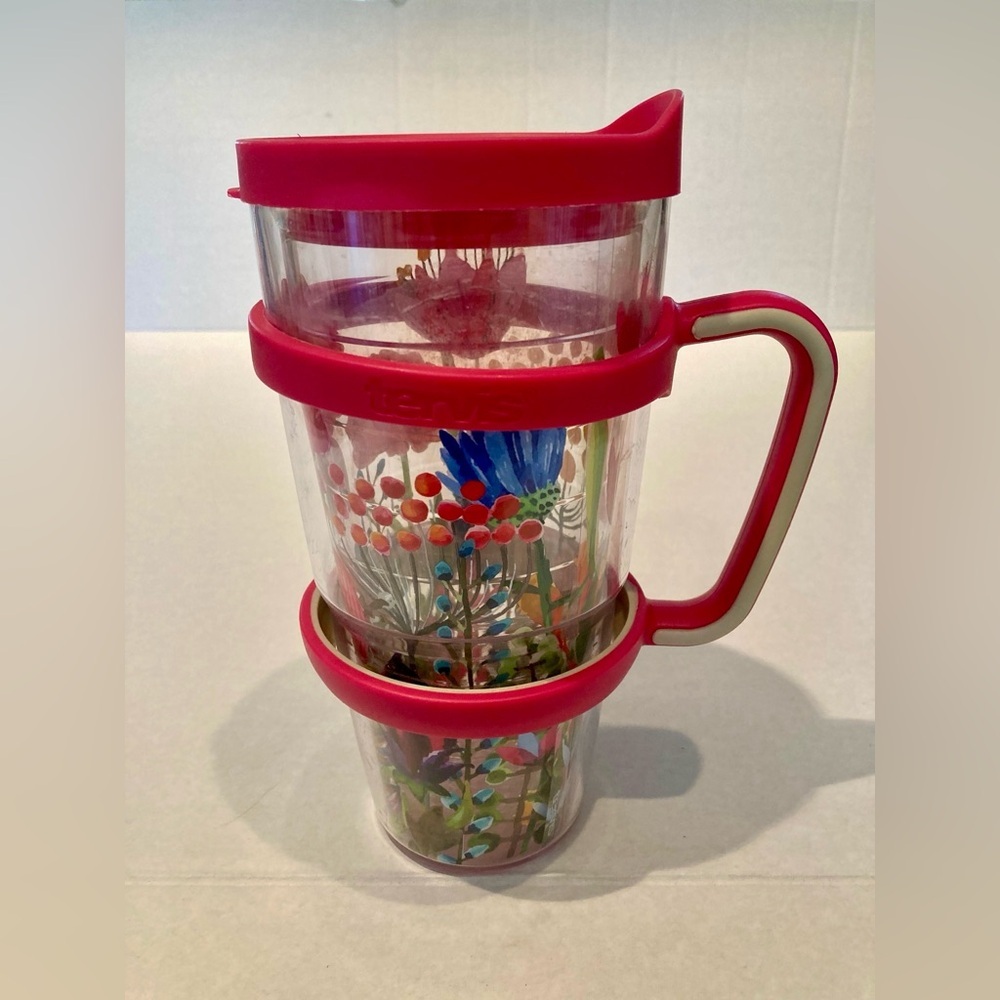 Flowers Tervis Insulated Tumbler 24 Oz with Lid Floral Design & Double Handle